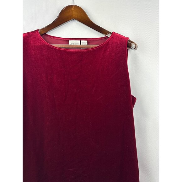 Women’s Chico’s 2XL Cherry Red Velvet Sleeveless Blouse - Picture 2 of 4